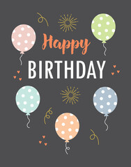 Obraz premium cartoon birthday card with balls, vector illustration