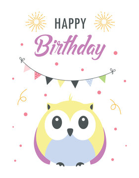 greeting card with cut owl, vector illustration
