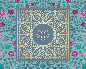 water lily, wedding card design, royal India	