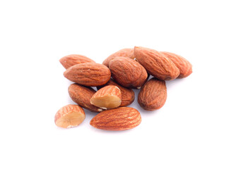 group of almonds isolated on white
