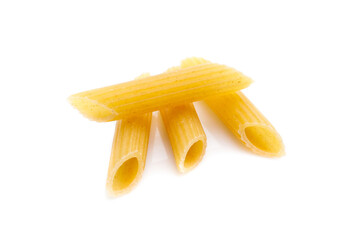 heap of pasta on white background
