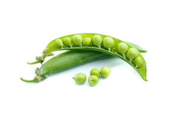 Fresh peas isolated on white background