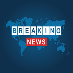 Vector Breaking News Graphic Illustration With World Map Background