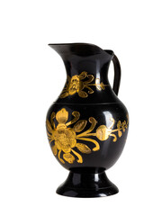 metal oriental vase with an ornament isolated on a white background