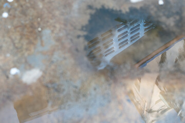 Reflections caused by water that flooded the cement floor.(Out of focus)