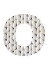 Letter " O " is a knitted of the alphabet isolated on a white background. Illustration of a collection of alphabet numbers of knitted pigtails background for a design project, poster, postcard