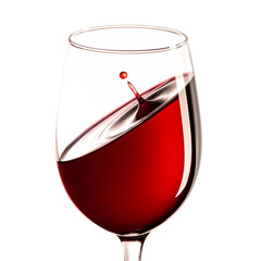 A drop of wine falls into the winglass with wine angled to the surface. A falling drop of wine...
