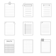 set of paper sheets,memo,diary