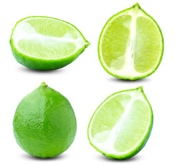 lime or green lemon isolated on white background