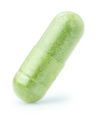 Andrographis paniculata capsule isolated on white background