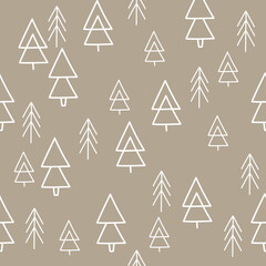 Doodle trees pattern, nursery design.Ideal for apparel,  textile printing, fabric. Vector Illustration, colour editable. .