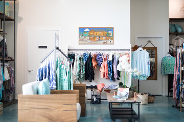 wardrobe with clothes