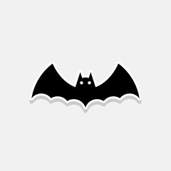 Halloween bat icon with glowing eyes, Halloween holiday.