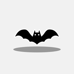 Halloween bat icon with glowing eyes, Halloween holiday.