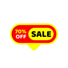 Sale tag 70 percent yellow and red color vector eps