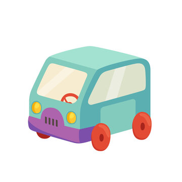 Cute toy van in cartoon style. Concept of toys for a child.