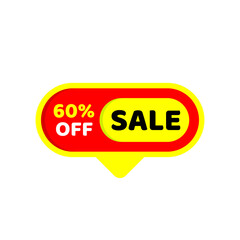 Sale tag 60 percent yellow and red color vector eps