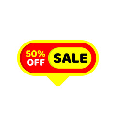 Sale tag 50 percent yellow and red color vector eps