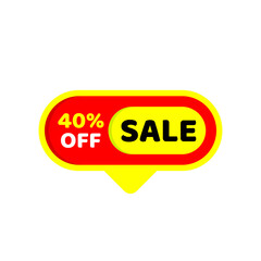 Sale tag 40 percent yellow and red color vector eps