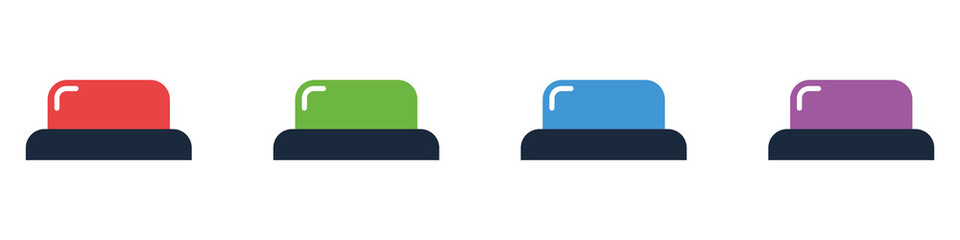 A set of buttons for pressing in different colors. Side view. Flat style. Vector illustration
