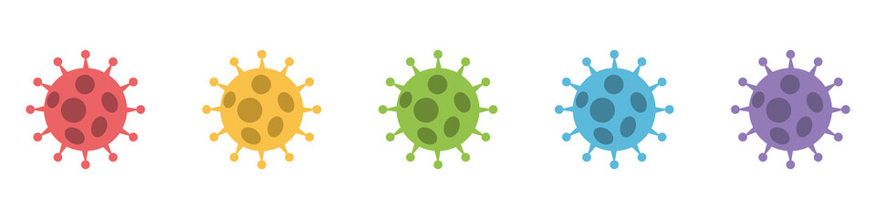 Virus icons set of different color isolated on white background. Coronavirus. Covid-19. Infection, bacteria and disease concept. Vector illustration
