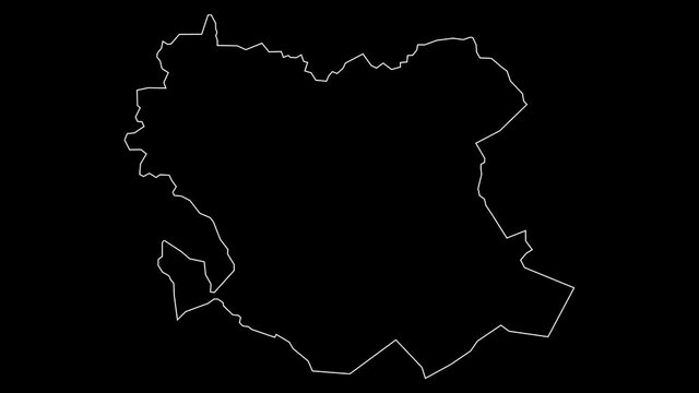 Saida Algeria provinces map outline animation