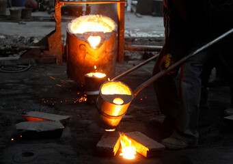 Liquid Molten Steel Industry.  Casting, melting, molding and foundry.