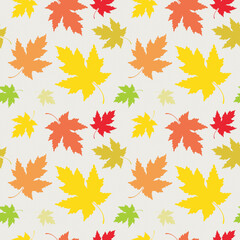 Seamless pattern with bright falling autumn leaves. Vector illustration for print.
