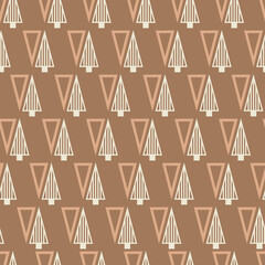 Vector ecru brown Christmas trees seamless pattern