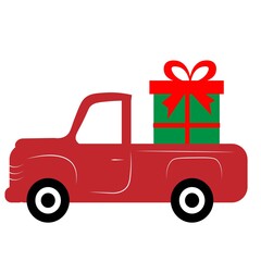 old red truck vector illustration