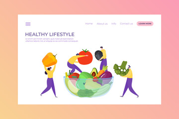 Fototapeta premium Healthy vegan food, vector illustration. Vegetarian plate with vegetable, eat flat fresh organic meal. Diet nutrition lifestyle, green salad dish graphic design. Cooking natural ingredient.