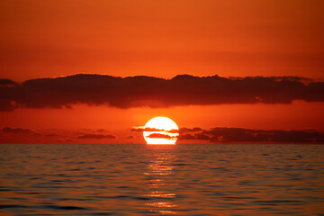 Fire sunset in the sea