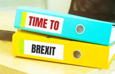 Two office folders with text TIME TO BREXIT