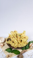 peyek, traditional Indonesian crackers, spiced flour that is deep fried and contains nuts, fish, shrimp and others.