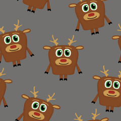 seamless pattern with deer on a gray background