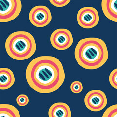 Fototapeta premium Repeatable pattern. Ethnic folk abstract illustration. Stylized flowers pattern fill. Dymkovo style. Digital seamless paper. Endless pattern