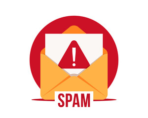 SPAM email vector icon. Advertising, phishing, distribution of malware through spam messages. Spam email message distribution, malware spreading virus