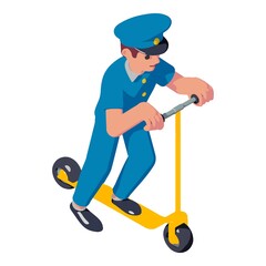 Postman new kick scooter icon. Isometric of postman new kick scooter vector icon for web design isolated on white background