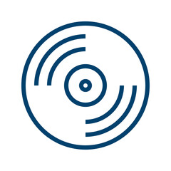 Compact Disc Record Data Icon with Dark Blue Color Style. Vecor Graphic Music CD or DVD Disc Template