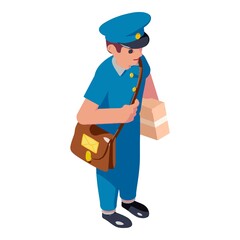 Postman correspondence delivery icon. Isometric of postman correspondence delivery vector icon for web design isolated on white background