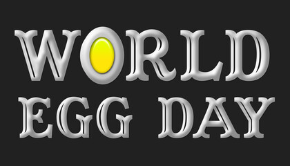 World egg day writing in 3D font. banner illustration
