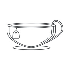 tea, porcelain cup with teabag line icon style