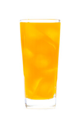 Orange juice glass, isolated on white background