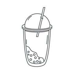 tea, cold fresh beverage takeaway cup with straw line icon style