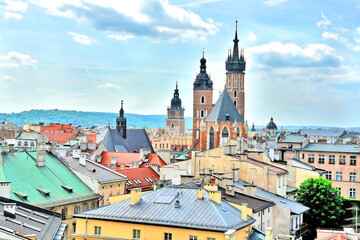 Widok miasta Krakowa - obrazy, fototapety, plakaty