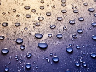 Water drops on blue background.