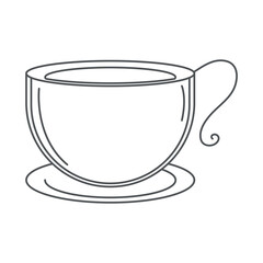 tea, teacup beverage on saucer line icon style