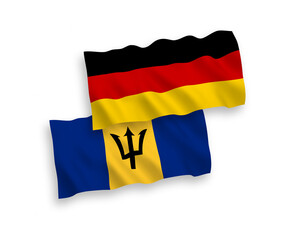 Flags of Barbados and Germany on a white background