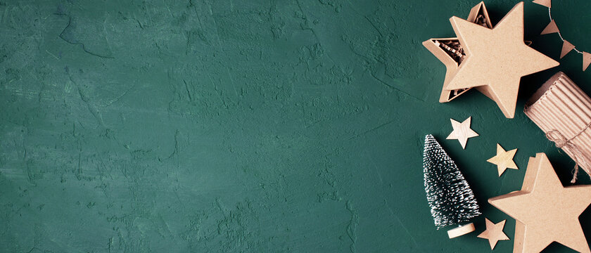 Green festive Christmas or New Year banner