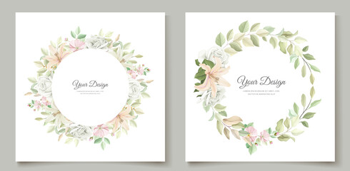 beautiful lily flower wedding invitation card